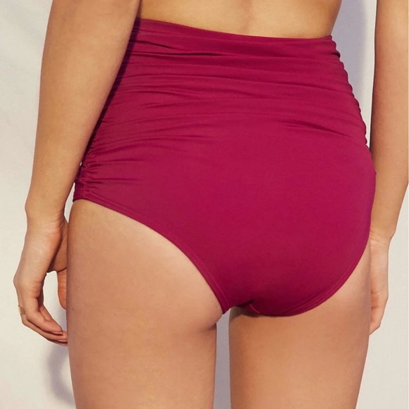 Nwt out from under silver high-waisted vintage style ruched bikini bottoms m - Picture 4 of 13